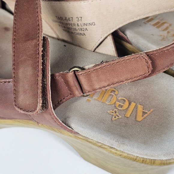 Alegria Brown Leather Cognac Slingback Clogs Mary Jane Tarah Sandal Womens 37/7 - Picture 9 of 16